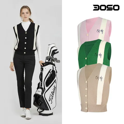 [삼공오공]골프웨어 여성 배색라인 니트 골프조끼/SWJA