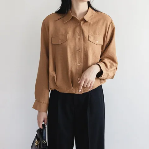 룰루제이 / 러블리 루즈핏 핀턱 단추 쟈켓 언발 블라우스