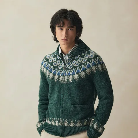 [브룩스브라더스] 아카이브 울 스키 코위찬 풀집스웨터 (그린) (BBWWMM3881JEW)