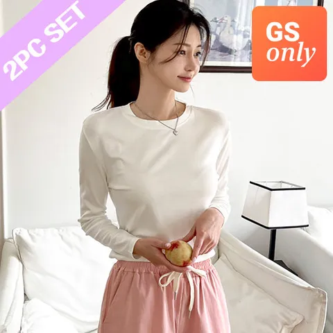 시노코 (GS단독) 2장세트 코지 라운드 긴팔 티셔츠 4컬러