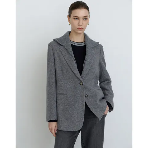 닥스 여성 24FW가격인하캐시미어100% 그레이 탈착 니트후드 자켓 DLJA4D907G2