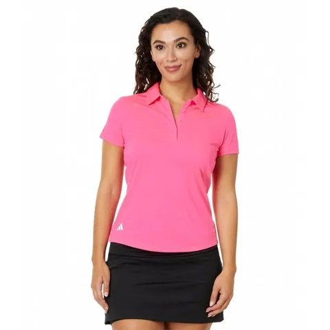 아디다스골프 퍼포먼스 솔리드 반팔 골프 폴로 셔츠 솔라 핑크