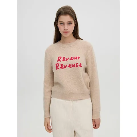 [ 롯데백화점 ][올리브데올리브]레터링 자수 니트 풀오버 (OK4WP956)