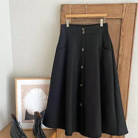 스판롱스커트 a라인 올리브그린 밤색 검정치마