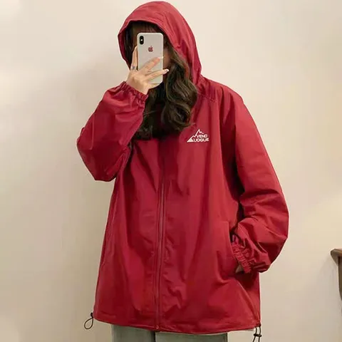 빅사이즈 여성 후드 바람막이 긴팔 자켓