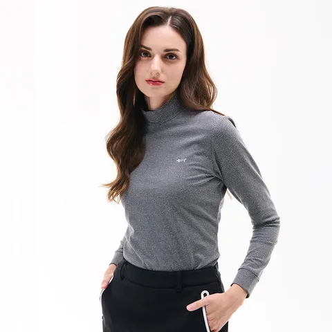 루이까스텔 여성 잔스트라이프 기본 멀티 터틀넥 티셔츠