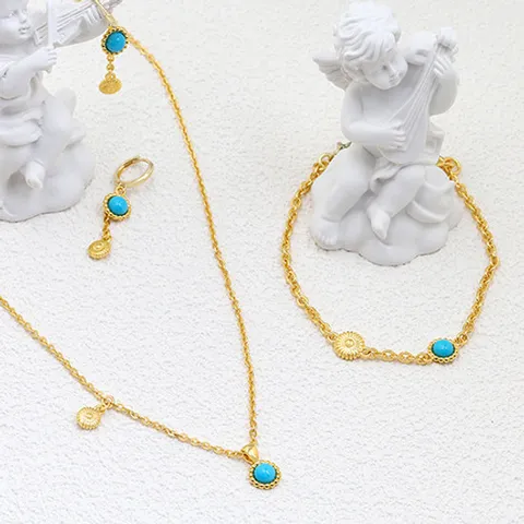 [골드모아] 여자 순금 목걸이 팔찌 귀걸이 세트 18.75g [오션닉 원석 버블]