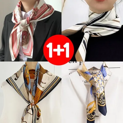 1개+1개 여성 미니 실크 쁘띠 스카프 가을 여자 목도리 머플러