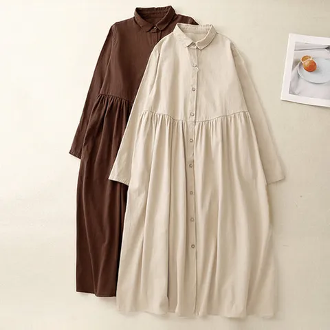 [쿠잉]루즈핏 긴팔 데일리 여성 롱원피스 2컬러