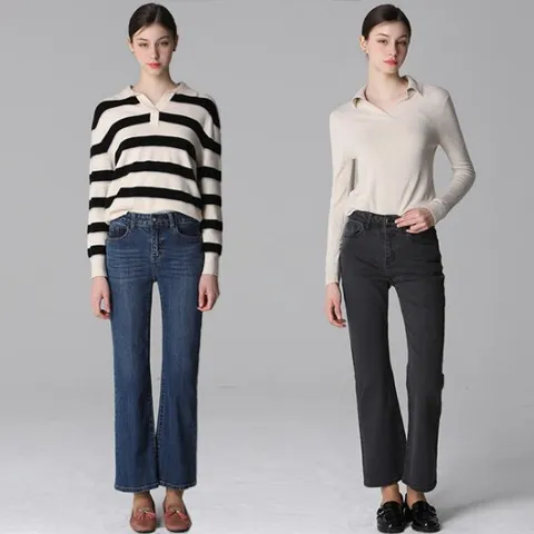 2SET [르오트(LeOT)] 코튼 라이크라 아크웍 데님팬츠 2종세트-사이즈 44~88까지