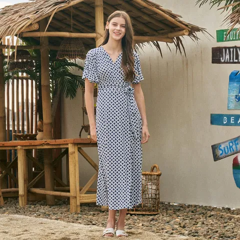 Lipbbam 바이립밤 크레오라 바하마 프릴 플레어 롱 랩 원피스