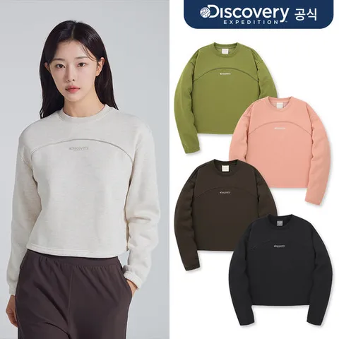 [디스커버리] 여성 세미크롭 기모 맨투맨 5종 택1