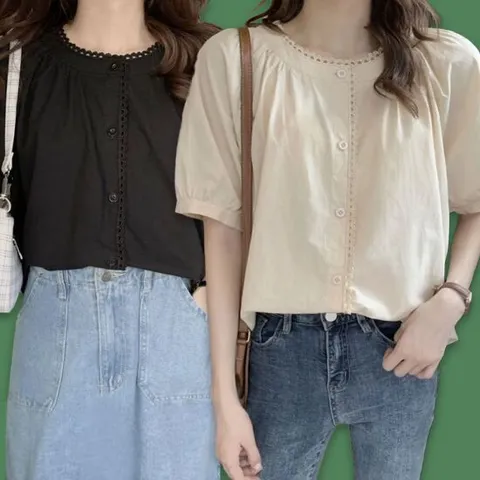 여름 반팔 블라우스 여성 예쁜 하객 브라우스