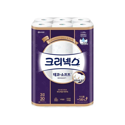 크리넥스 3겹 데코앤소프트 화장지 30m 30롤
