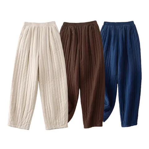 [바바라옷장]242330 - 누빔 배기팬츠 솜바지 겨울바지 방한팬츠