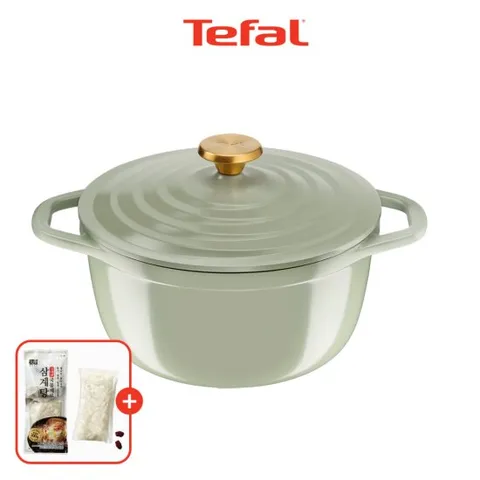 테팔 인덕션 세라믹 에어 주물냄비 페어그린 24cm(+삼계탕 약재 증정)