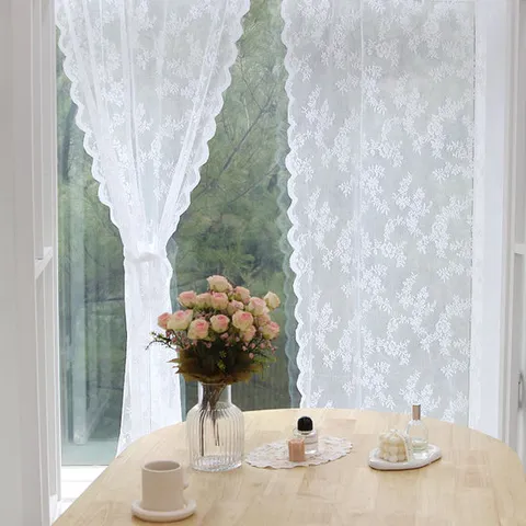 엘레강스 레이스커튼 창형 소세트 2장 자수 속커튼