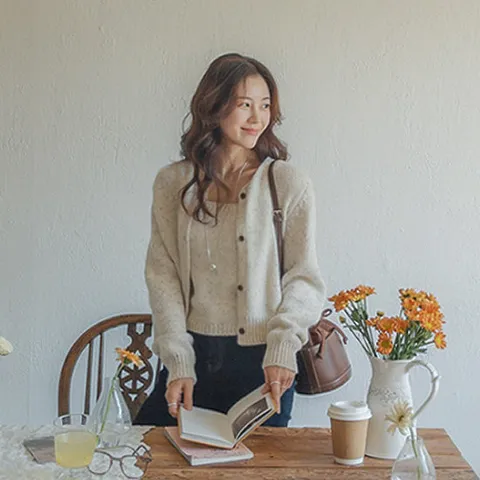 [리린][셋트]내추럴계절 부드러운 톡톡 보카시 나시가디건 세트 [2color]