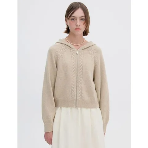 [ 현대백화점 ]올리브데올리브 (OK4WDA23) 케이블조직디테일 후드집업가디건 OLIVE  DES  OLIVE