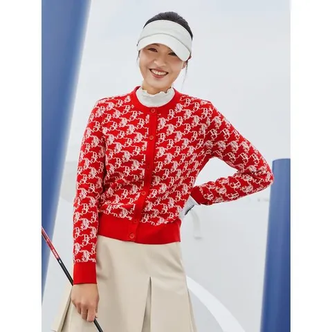 [빈폴골프] 여성 자카드 카디건  레드 (BJ4851A056)