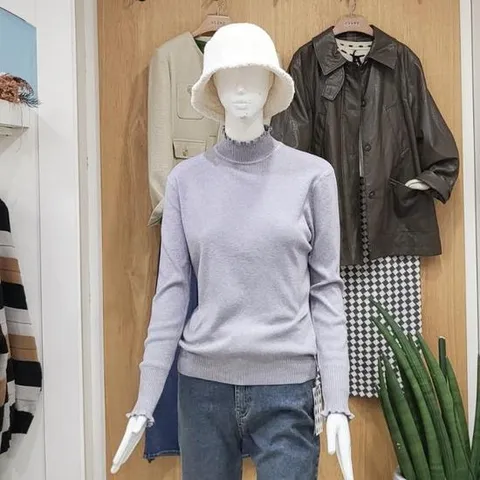 클리지 DP01 셔링넥 목폴라 니트 탑 CO8WKP03