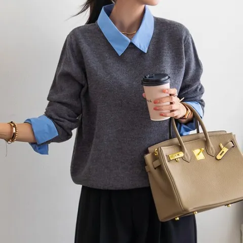 [나크21] 셔츠+보송니트 레이어링 니트 NK43-T-48