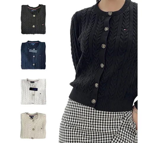 [타미힐피거]타미힐피거 여성 라운드넥 케이블 가디건