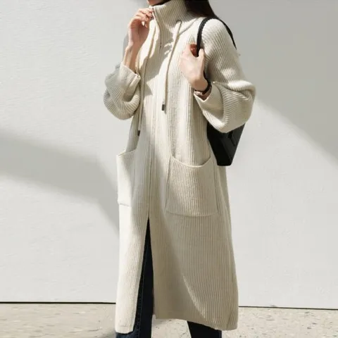 [모노앳디] 네든 하이넥 롱 니트 가디건