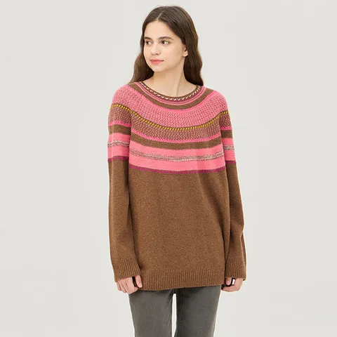 [베네통] 둥근 패턴 라운드 니트_BAKP62461BR