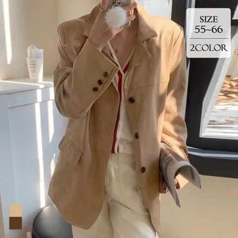 [어썸][인기BEST]모션스웨이드 버튼 루즈핏 가죽 자켓_263796