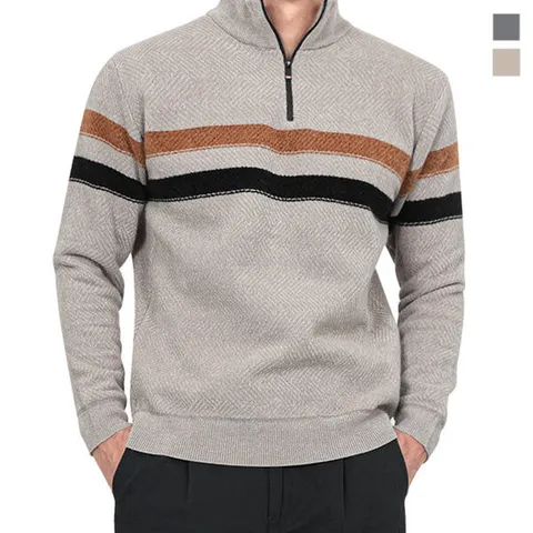 [제로골프][RED VOLT] 레드볼트 남성 2선 스판 니트 반집업 티셔