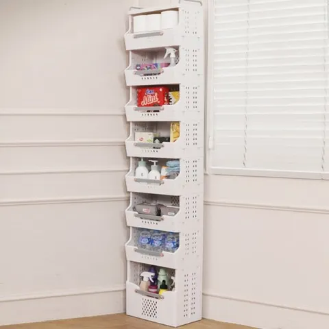 1 + 1 단수 조절가능한 4단 폴딩 트롤리 2세트 수납 이동식선반