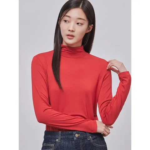 [빈폴레이디스] [Essential] 레이온 혼방 터틀넥 티셔츠 레드 (B