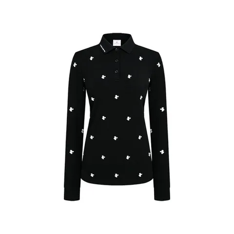 루이까스텔 여성 전판 꼬마루카 자수 코튼스판 카라 긴팔 티셔츠