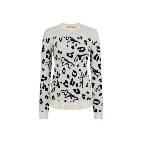루이까스텔 여성 루카 그런지 레오파드 패턴 라운드 스웨터