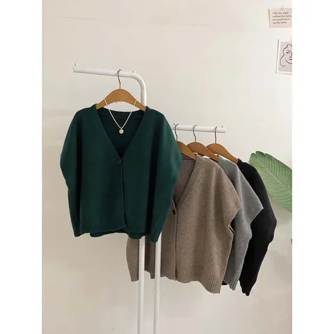 허니제이 / 뮤엔트 케이프 원버튼 니트 조끼4color