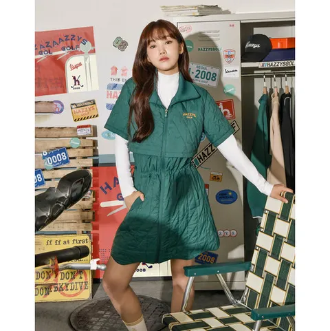 헤지스 골프 여성 24FW 가격인하ONLINE EXCLUSIVEAfterhours캡슐그린 여성 패딩원피스 HWDR4D991E3