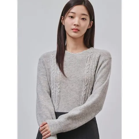 [빈폴레이디스] 울 혼방 진주 네크 풀오버  그레이 (BF4X51C123)