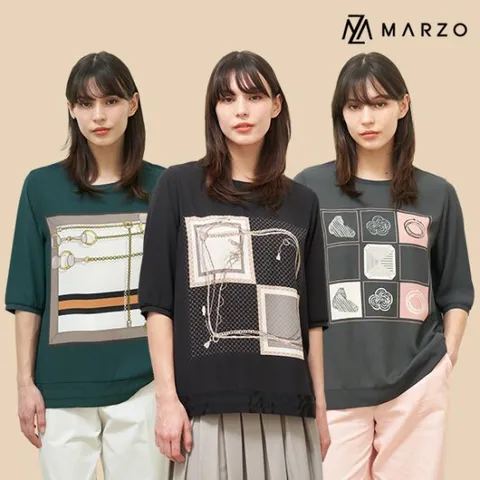 ANC_[마르조][1종]스퀘어 프린트 반팔 블라우스_VBSFB010