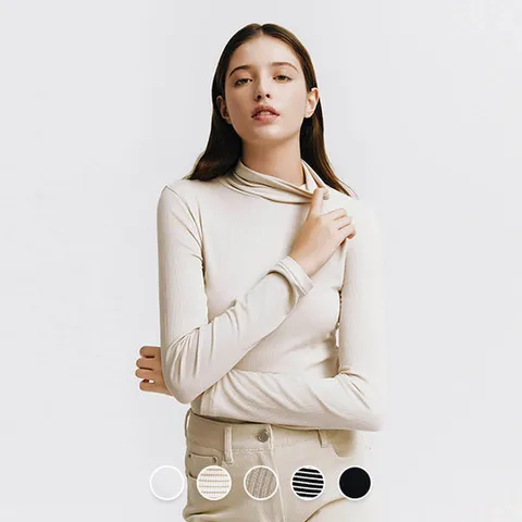 [지오다노/본사] 324909 여 립 터틀넥 긴팔티