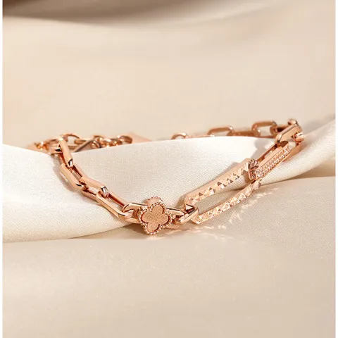 [아이비골드] 14K 네잎클로버 스틱 팔찌