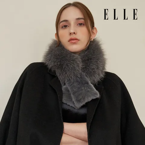 [ 롯데백화점 ][엘르(스카프)]엘르 델루나 밍크 폭스 퍼 머플러 SE44MF203