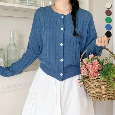 [유니제이] 레링디 꽈배기 니트 가디건