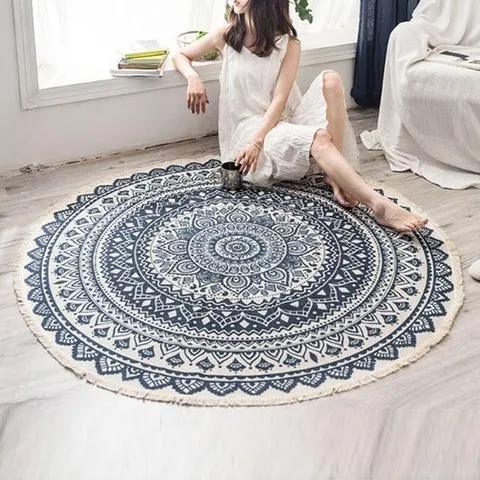 북유럽러그 북유럽 바닥매트 원형러그 빈티지 소파 카페트80cm