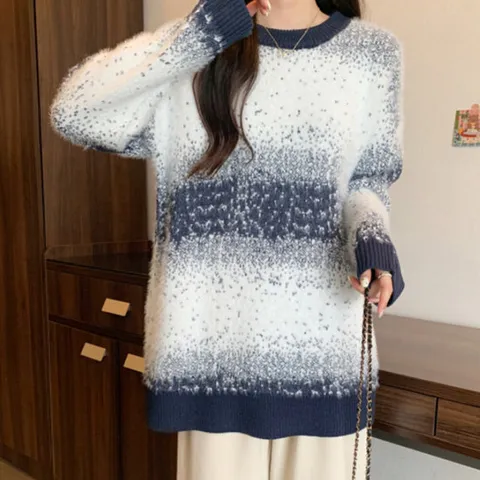 나바바 / NK2477 그라데이션 라운드넥 긴팔 니트 스웨터