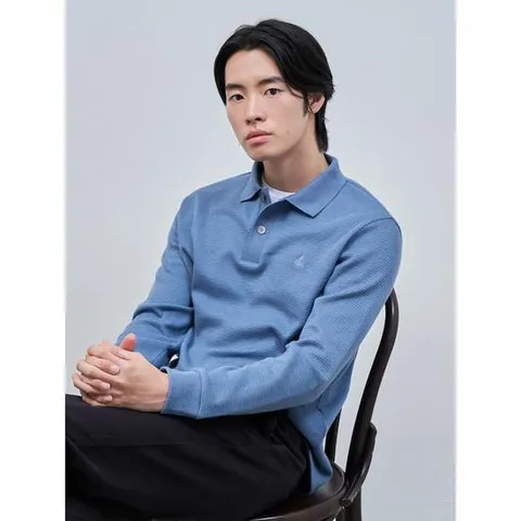 [빈폴멘] 캐시미어 혼방 니트라이크 칼라넥 티셔츠 블루 (BC4941C32P)