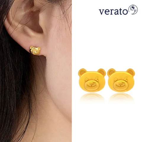 베라토 24K 순금 통통베어 귀걸이