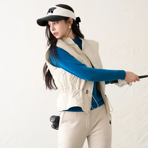 [피핀] 111727 [피핀] [골프 일상] 하이넥 스트링 퀄팅누빔 조끼