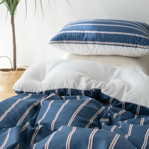 [Q 베개세트] 스트라이프  차렵이불 알러지케어 봄이불 기숙사 새학기 사계절 침구세트