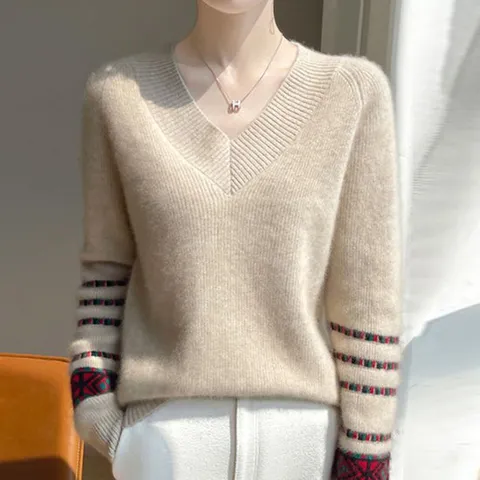 나바바 / NK2540 소프트 데일리 브이넥 긴팔 니트 스웨터